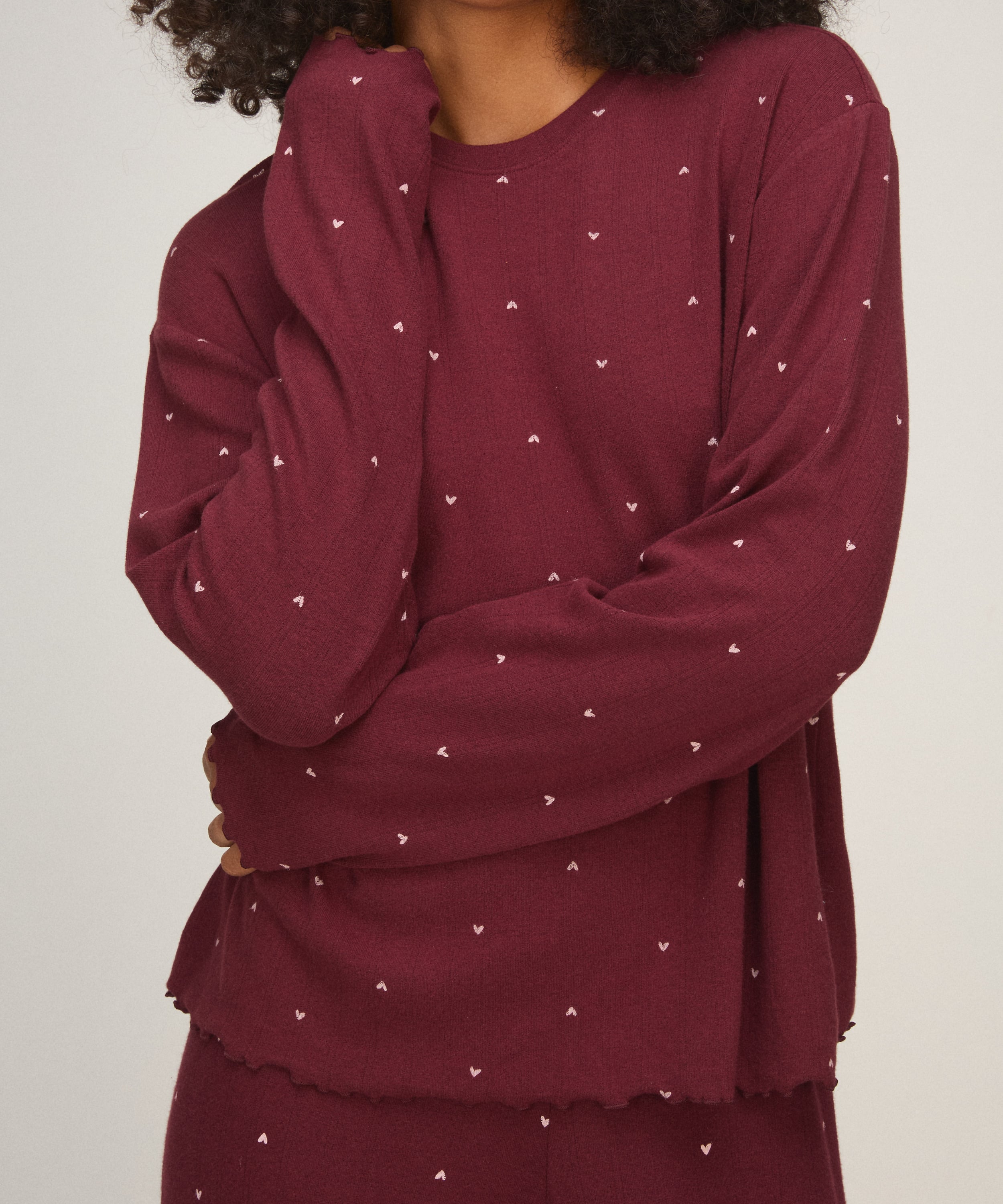 Pyjama Top Loose Pointelle, Purple, main