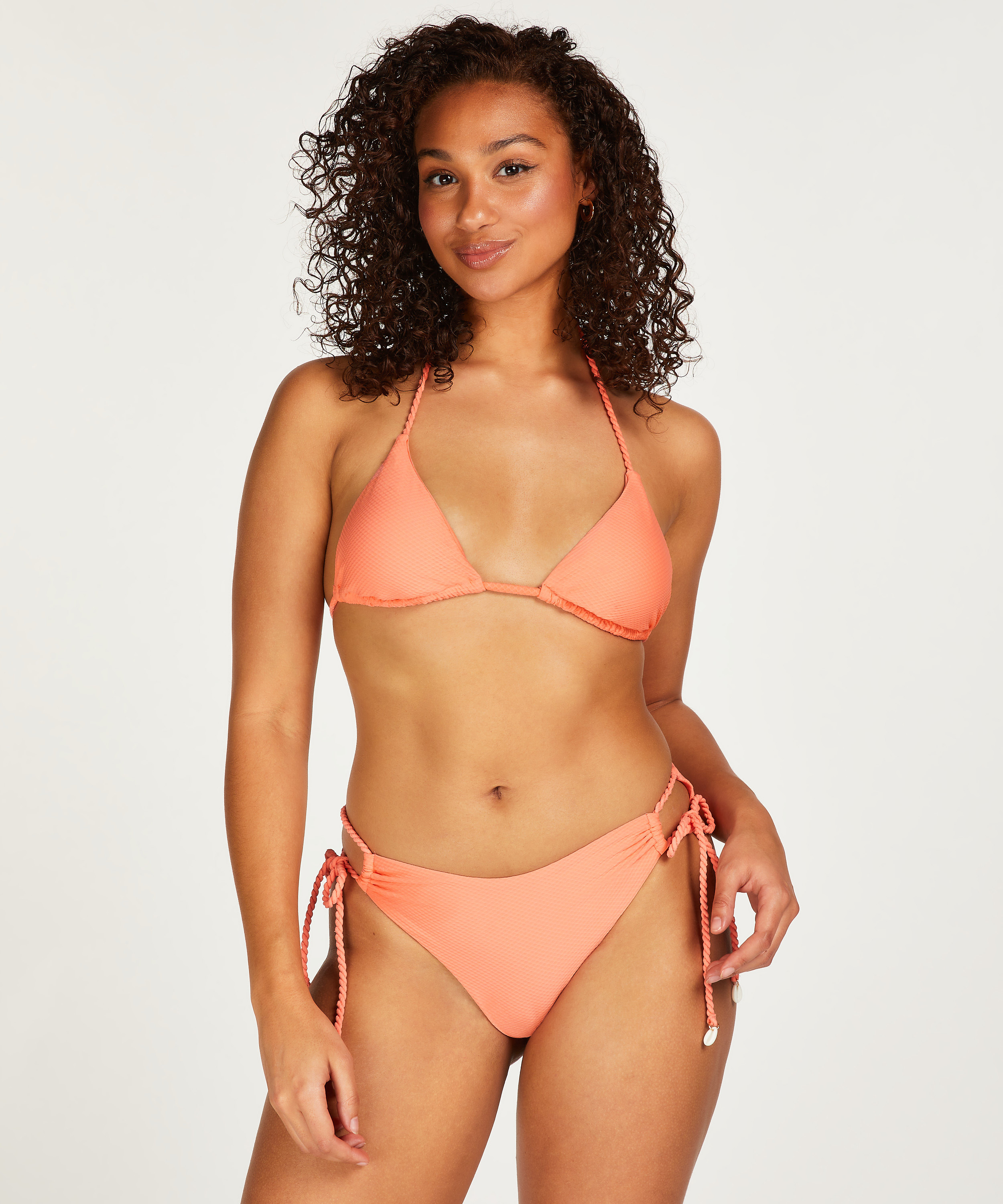 Peachy Triangle Bikini Top, Orange, main
