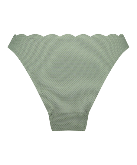 Scallop High-Leg Bikini Bottoms, Green
