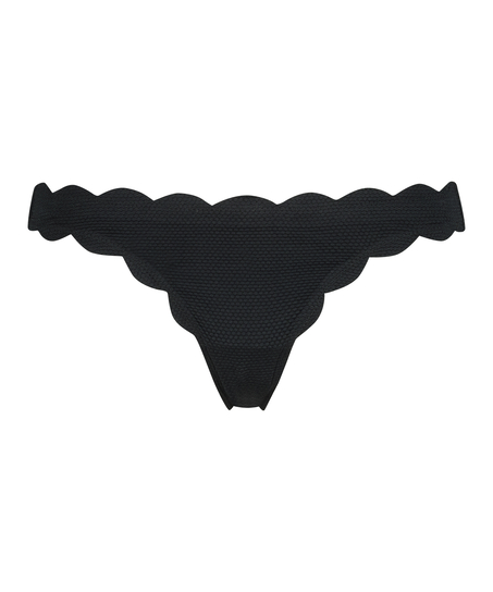 Scallop Rio Bikini Bottoms, Black