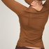 super soft Lace V-Neck shirt with Cashmere, Brown
