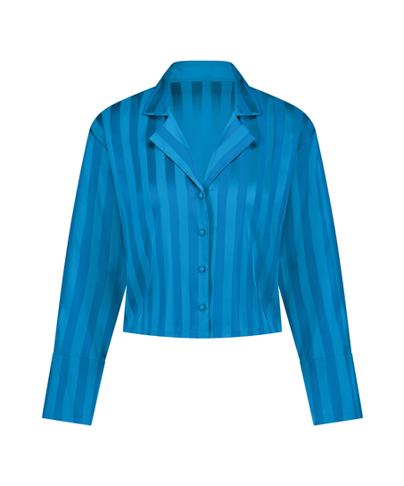 Satin Long-Sleeved Jacket, Blue