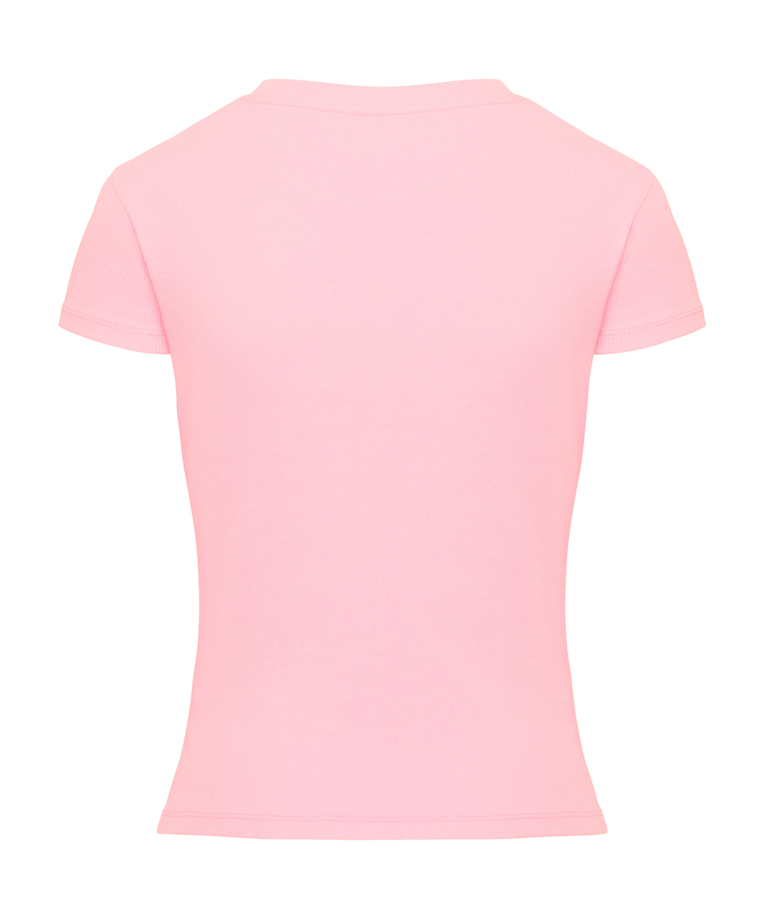 Ribbed Crew Neck Short-Sleeved Pyjama Top, Pink, main