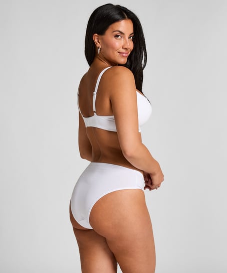Cotton High Leg Brazilian, White