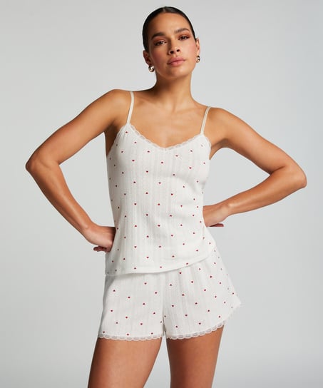 Pointelle Pyjama Shorts, White