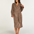Long Fleece Bathrobe, Beige