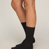 Cashmere Blend Ribbed Socks, Black