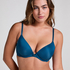 Plunge Padded Underwired Bra, Blue