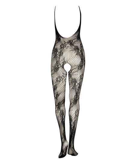 Private Open Lace Catsuit, Black