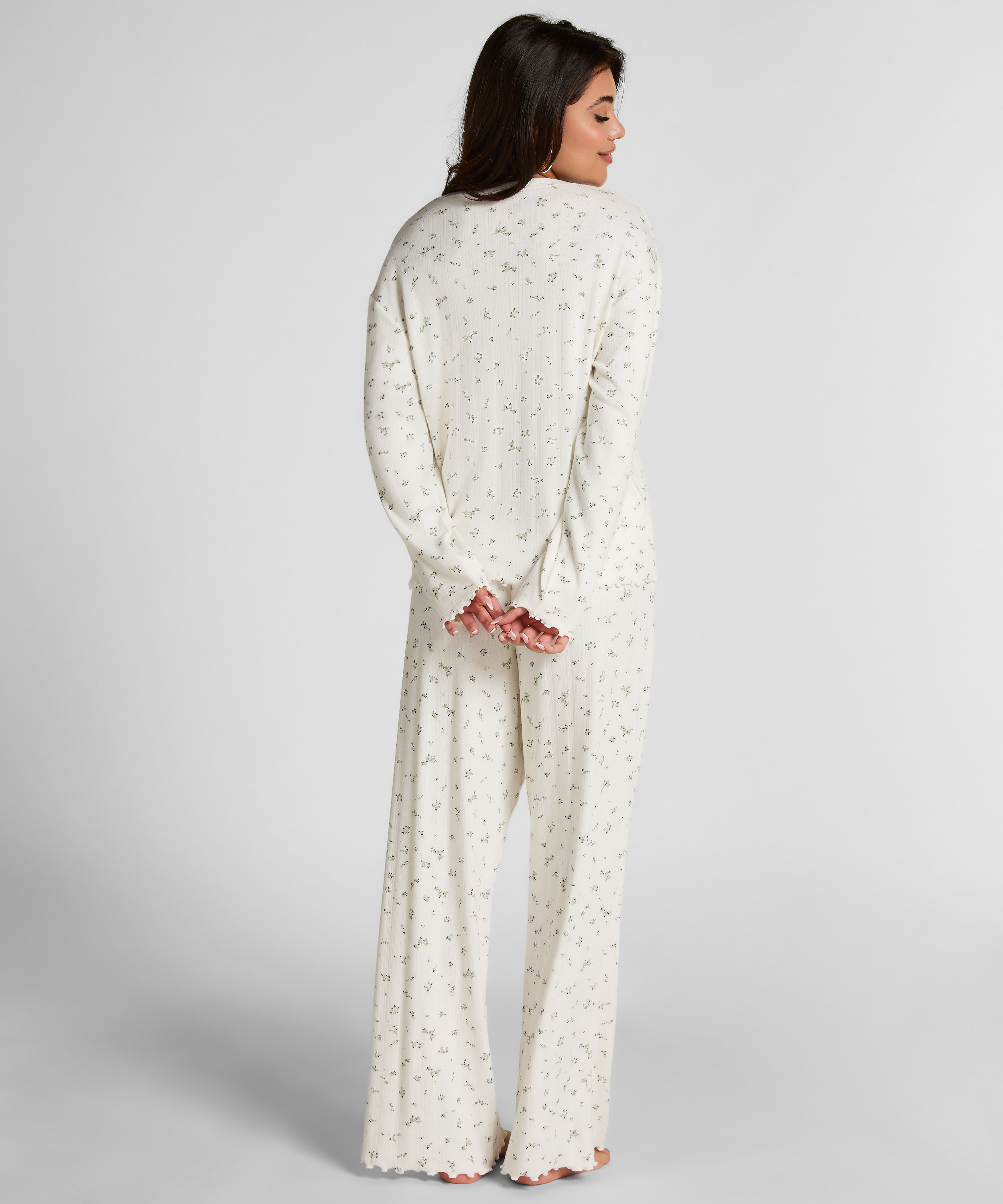 Pyjama Top Loose Pointelle, White, main