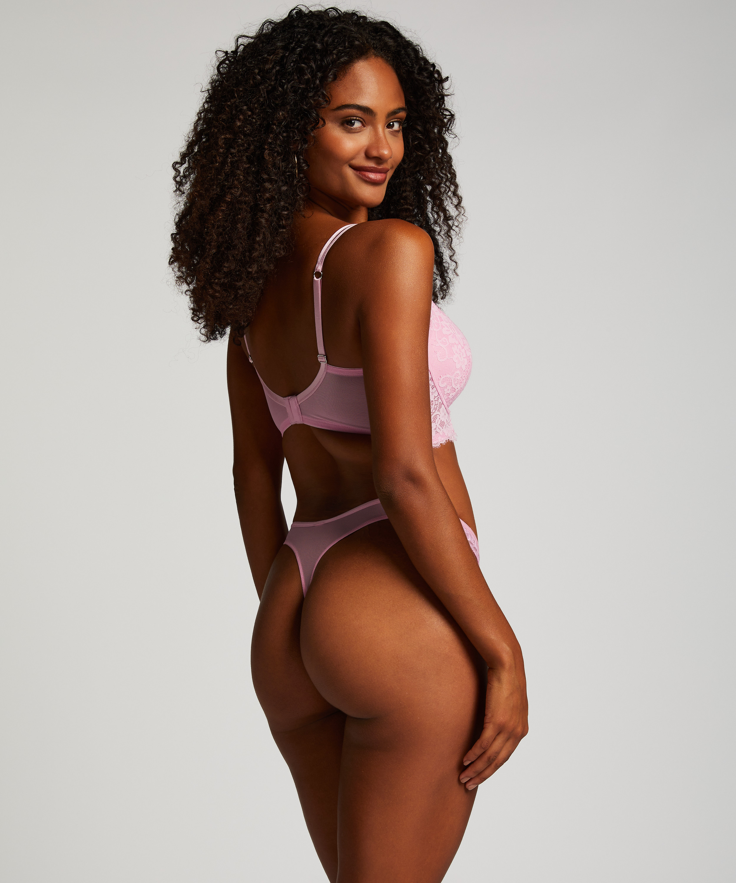 Lidia Padded Longline Push-Up Underwired Bra, Pink, main