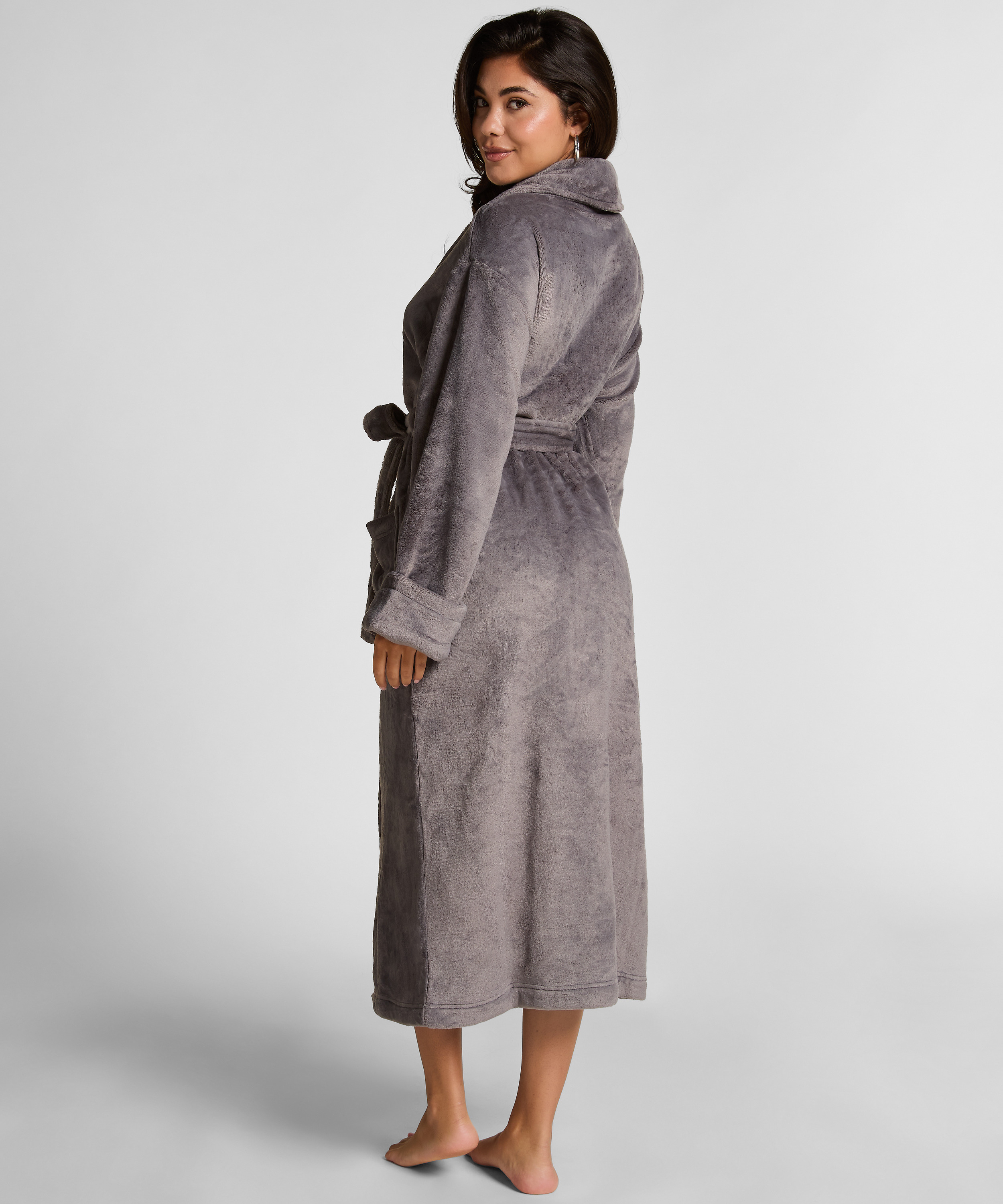 Soft Fleece Bathrobe, Gray, main