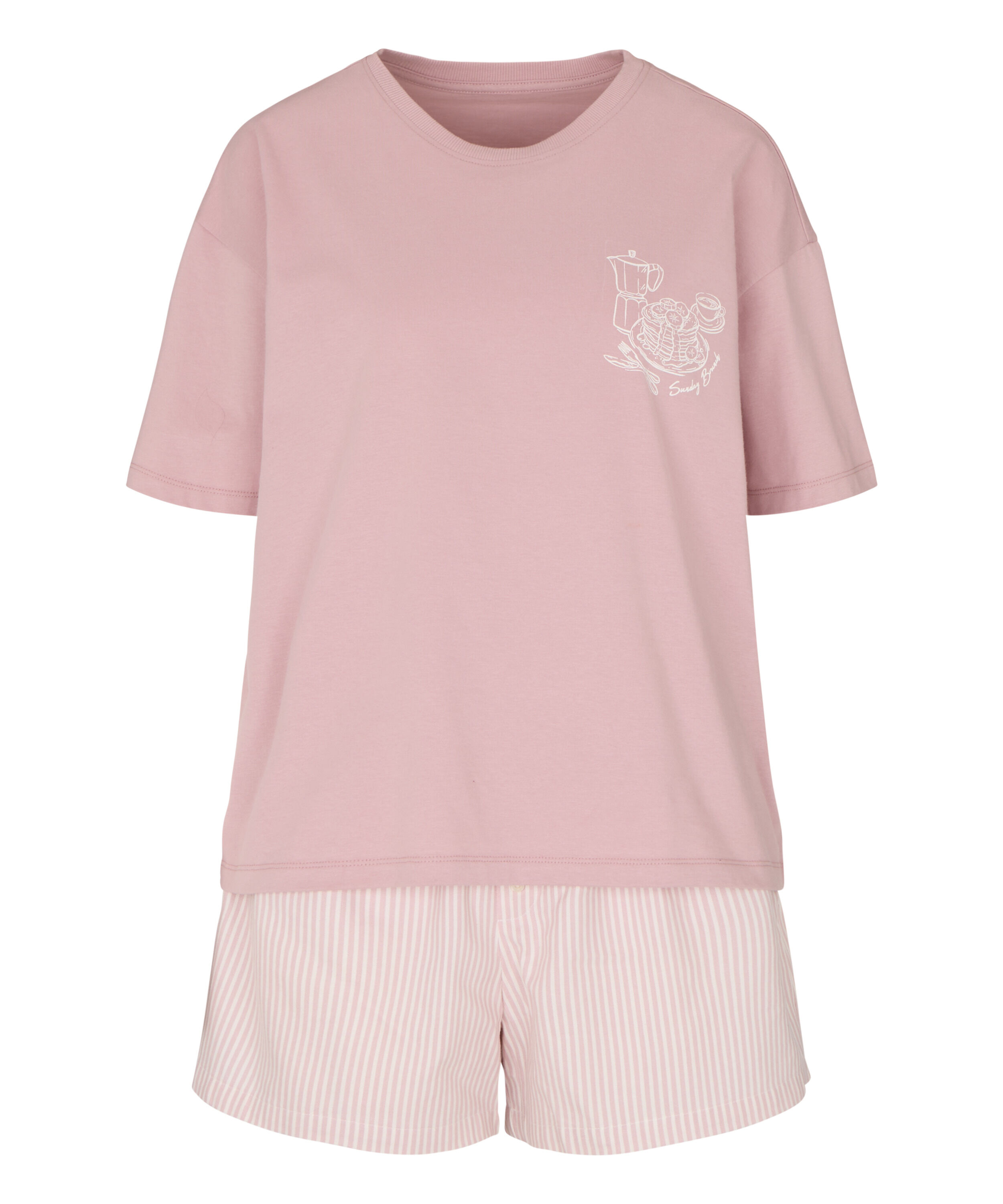 Pyjama Set with Short and T-shirt, Pink