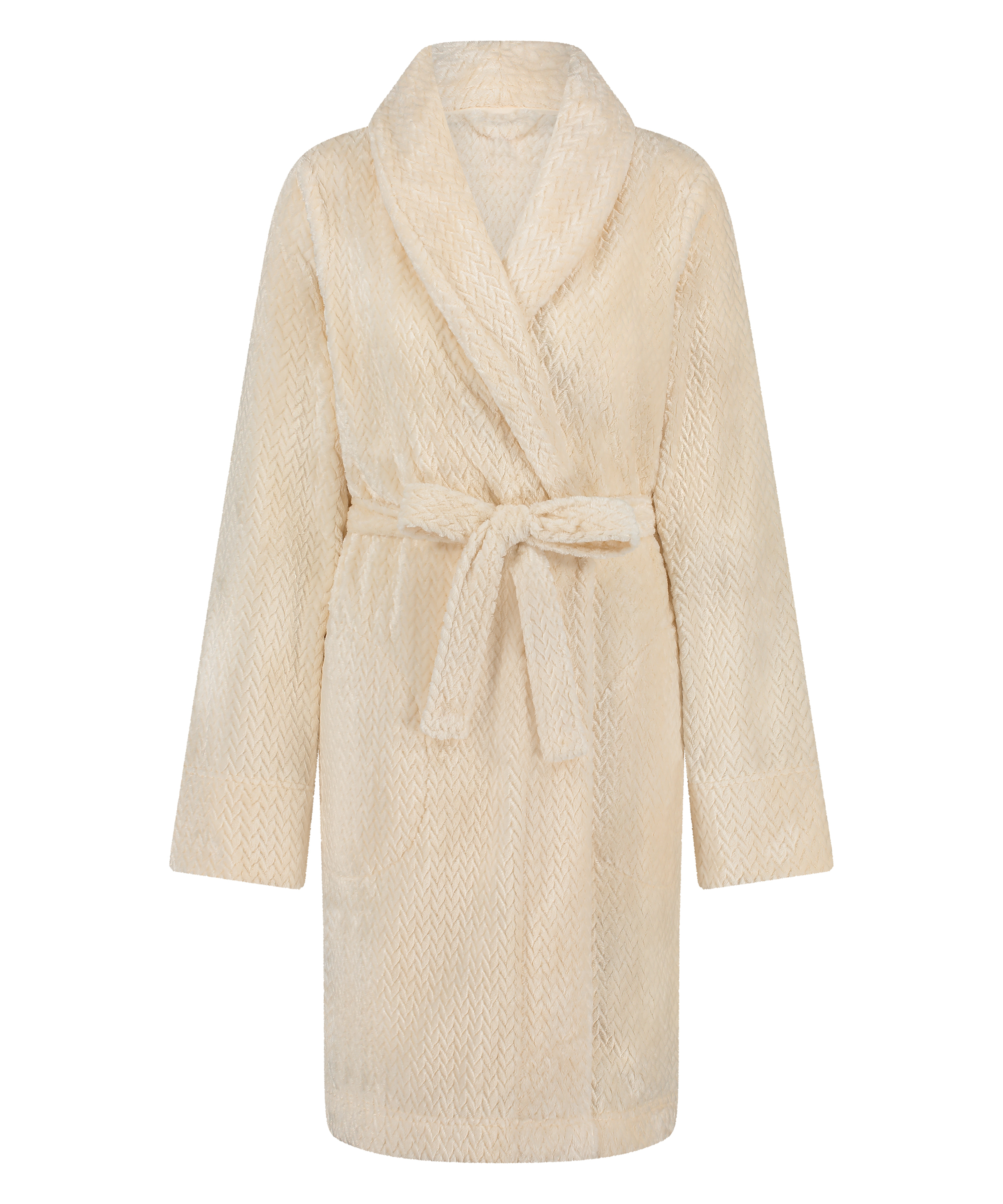 Fleece Bathrobe, White, main