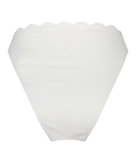 High-cut Scallop bikini bottoms, White