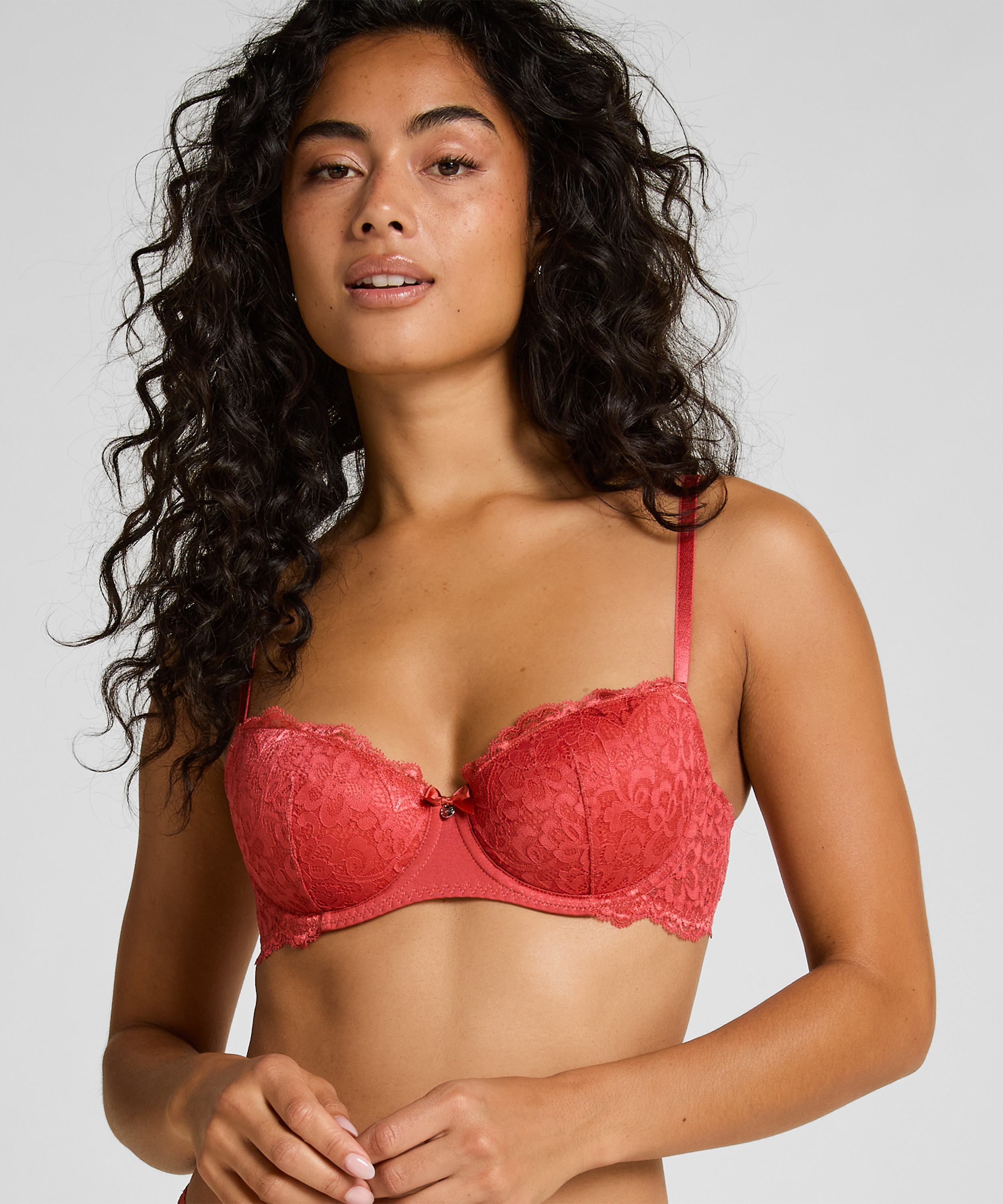 Marine Padded Underwired Bra, Red, main