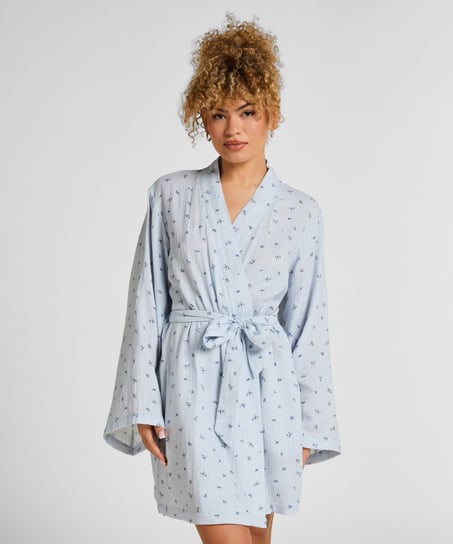 Muslin Robe Short, Blue