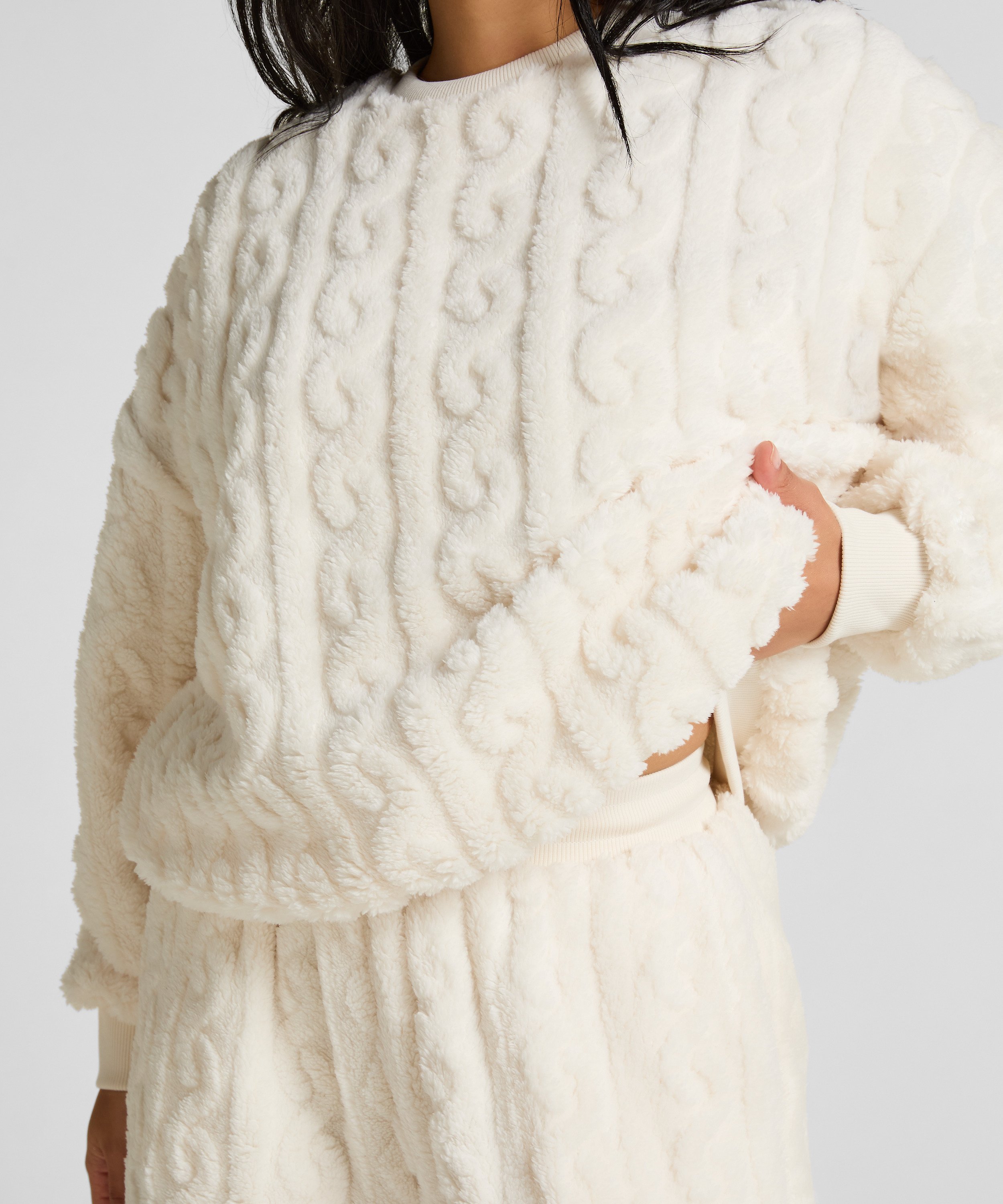 Top Cable Fleece, White, main