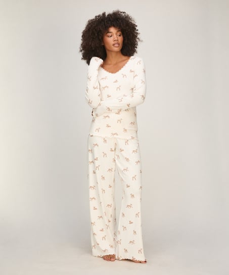 Pointelle Pyjama Top, White