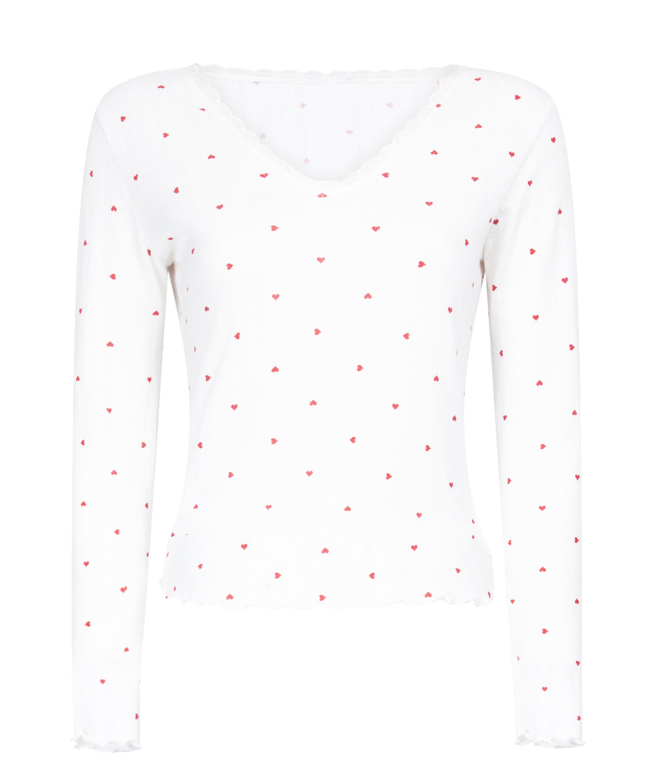 Pointelle Pyjama Top, White, main