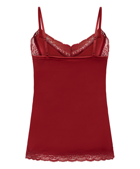 Velours Lace Cami Top, Red