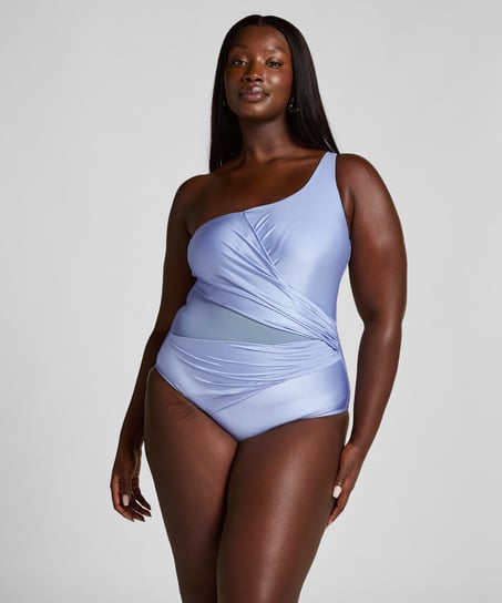 Shaping Shell Mesh Swimsuit, Blue
