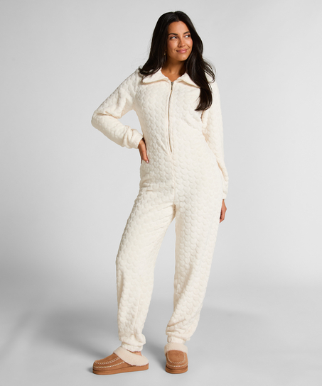 Onesie Cable Zip Up, White