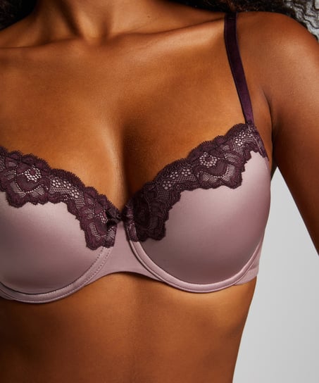 Lace & Shine Padded Underwired Bra, Purple