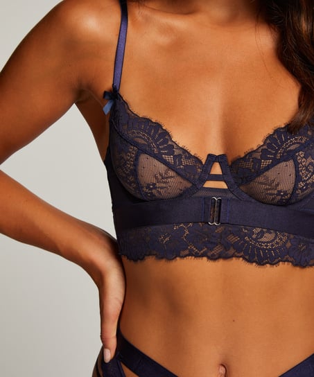 Blossom Non-Padded Underwired Longline Bra, Blue