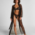 Long Allover Lace Kimono, Black