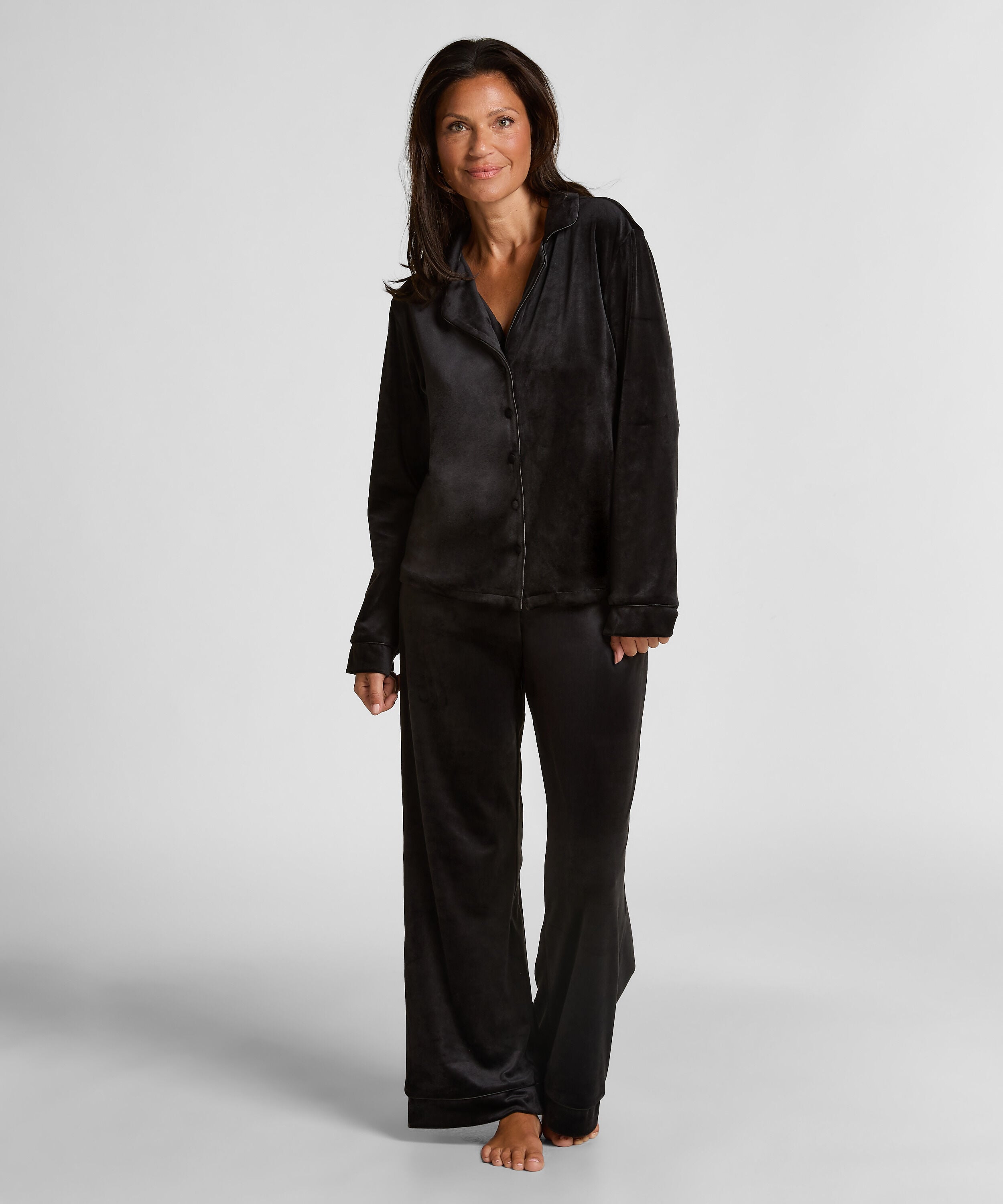 Velvet Pyjama Pants, Black