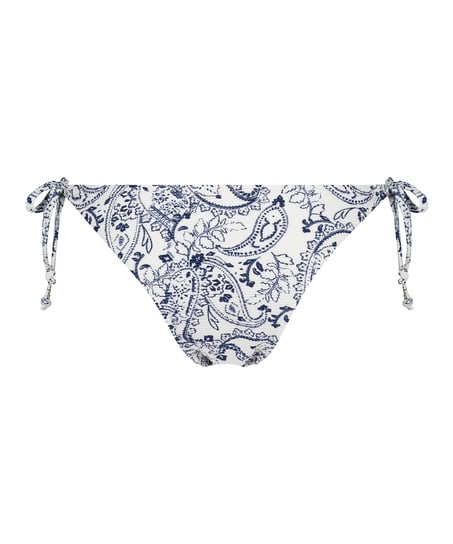 Paisley Brazilian tanga bikini bottoms, White