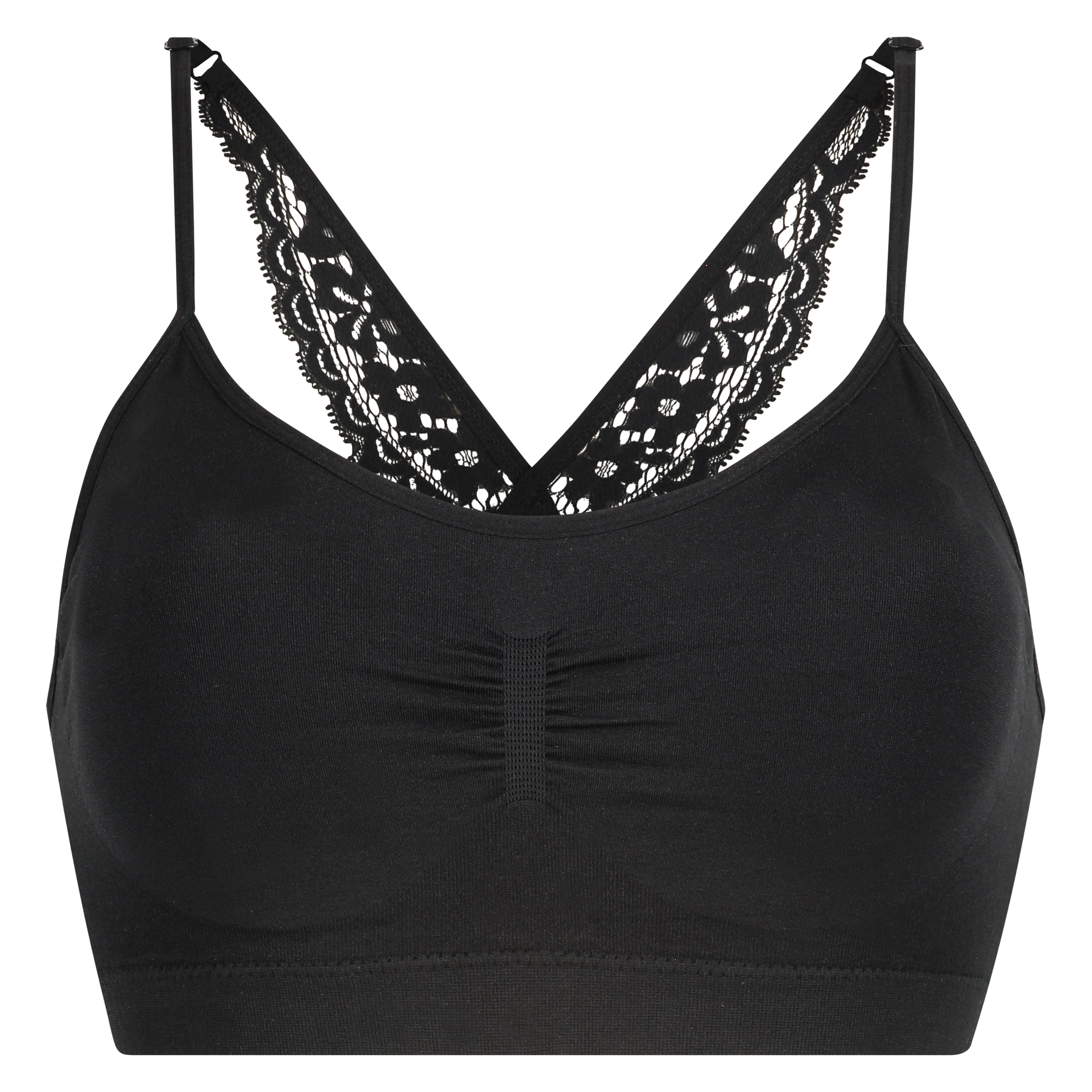 Rose seamless bralette, Black, main