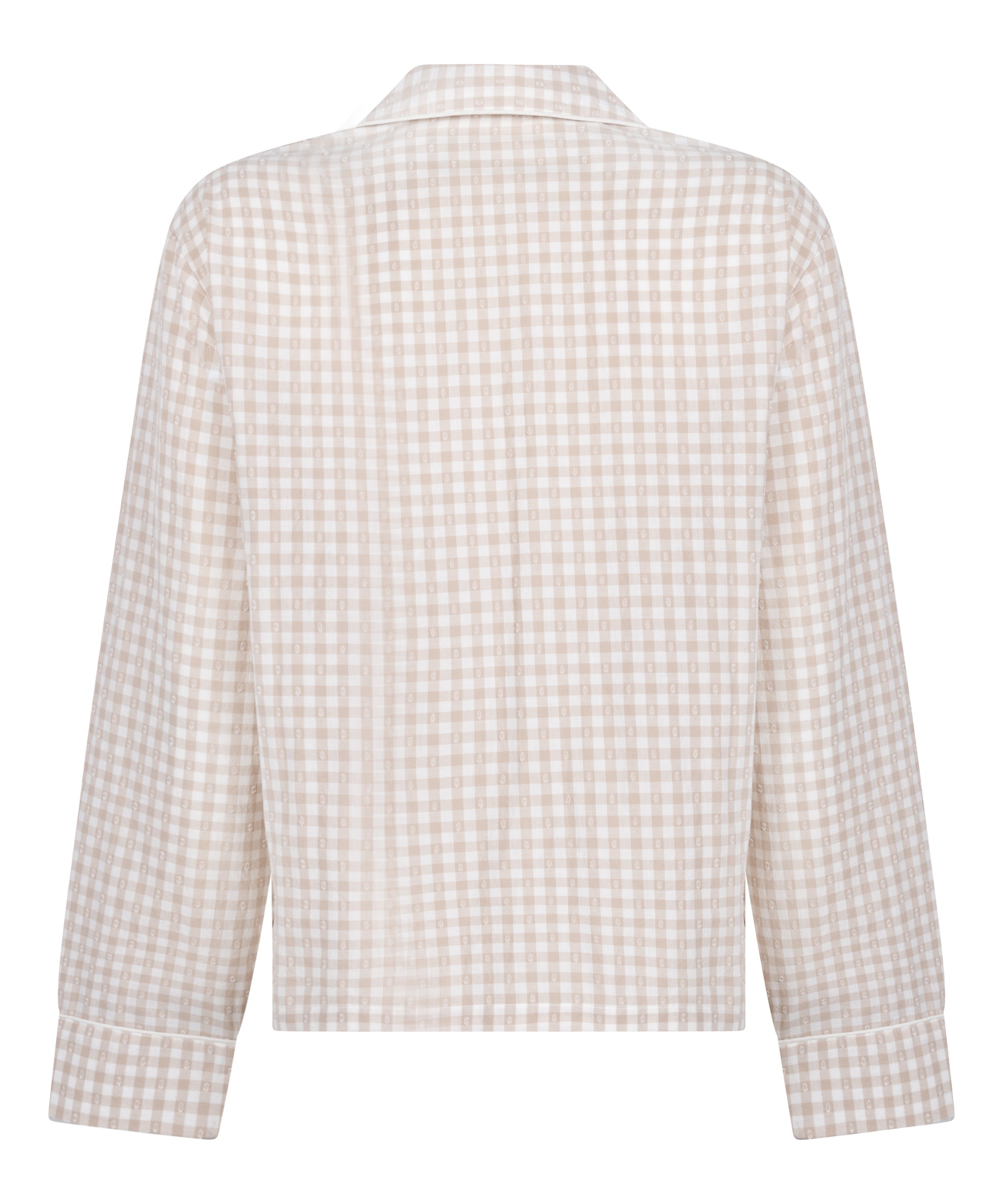 Dobby Pyjama Jacket Woven Cotton, Beige, main