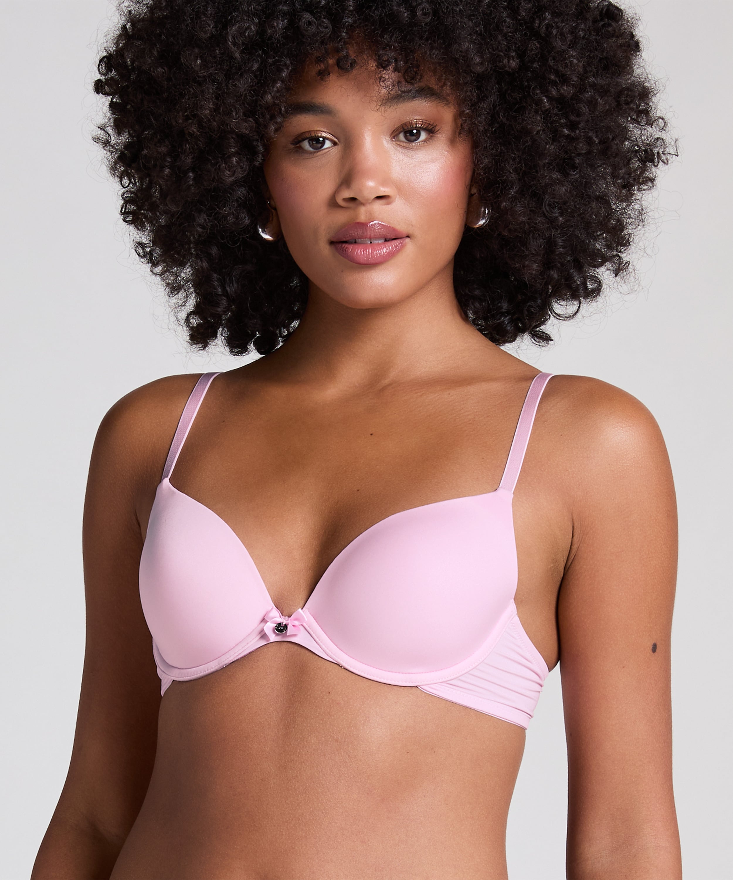 Plunge Padded Underwired Bra, Pink, main