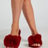Bow Fake Fur Slippers, Red
