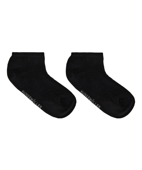 3-Pack Cotton Trainer Liner Socks, Black