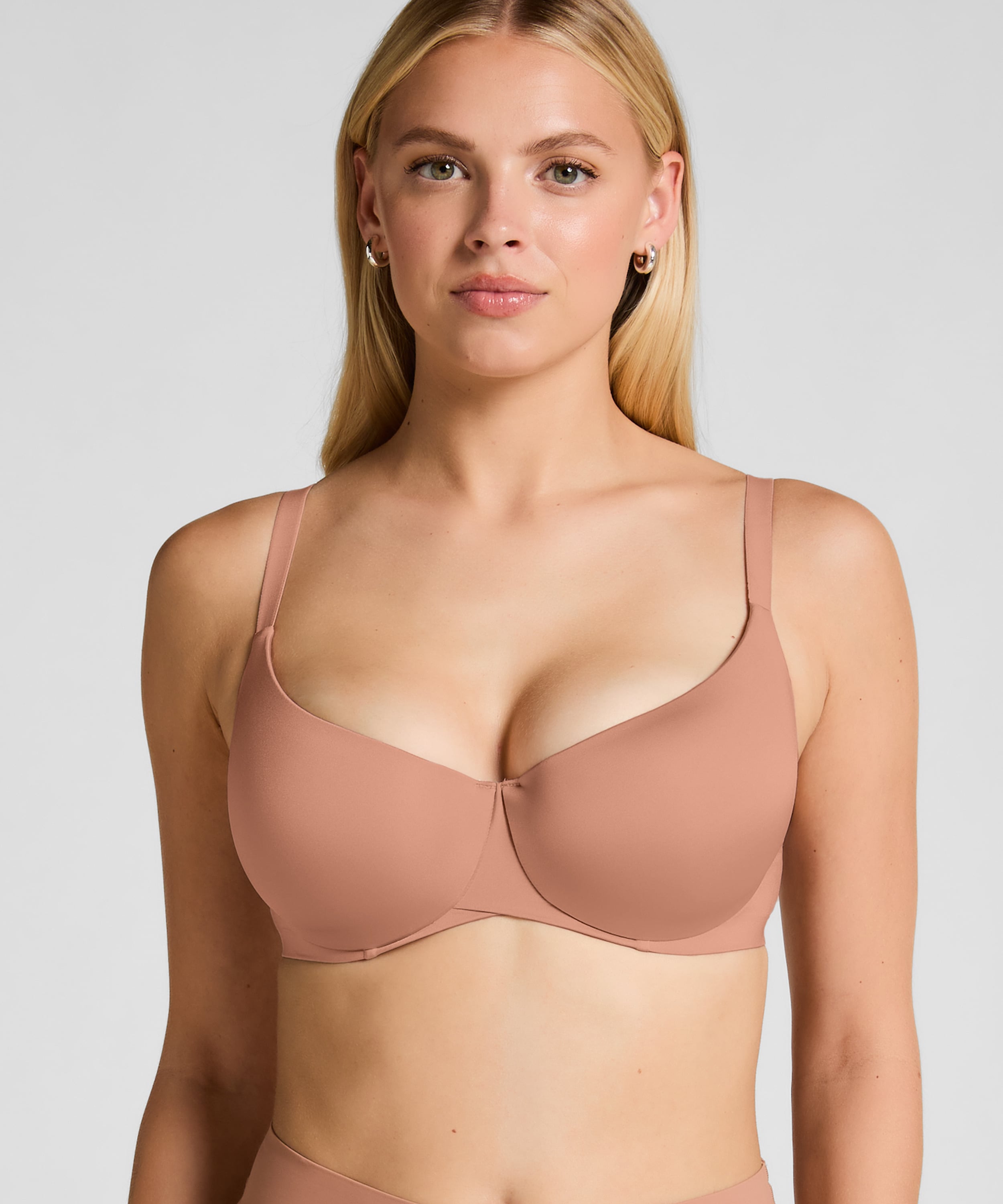 Smooth Padded Underwired Bra, Brown, main