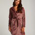 Short Fleece Ribbed Bathrobe, Purple