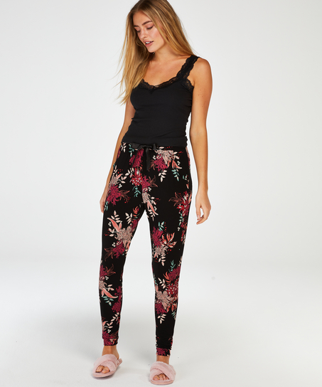 Rib lace cami top, Black