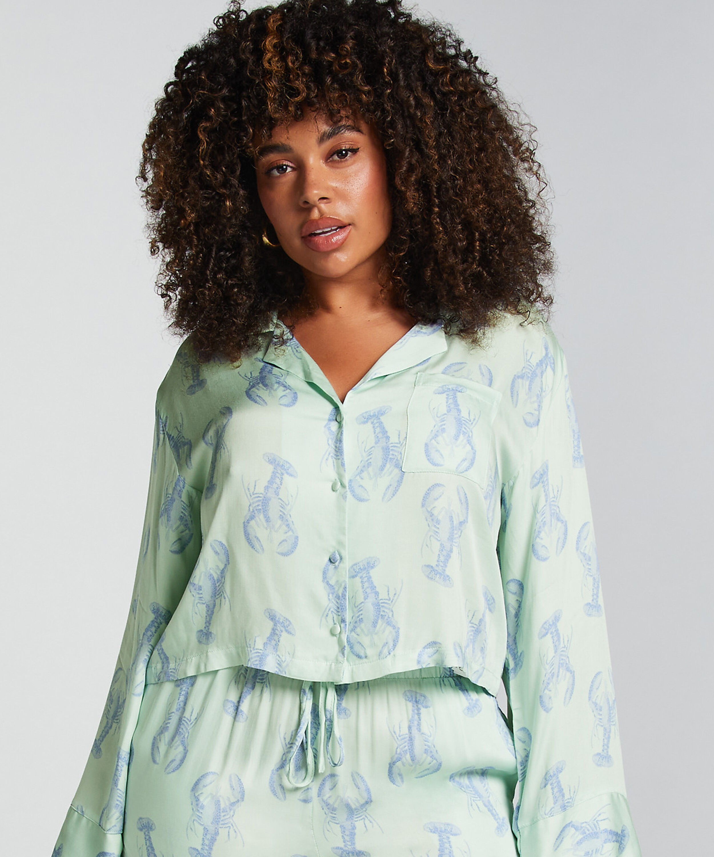 Satin Long-Sleeved Jacket, Green