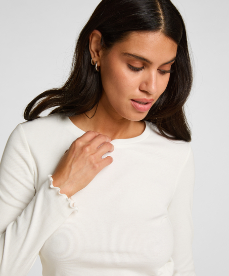 Long-Sleeved Pyjama Top, White