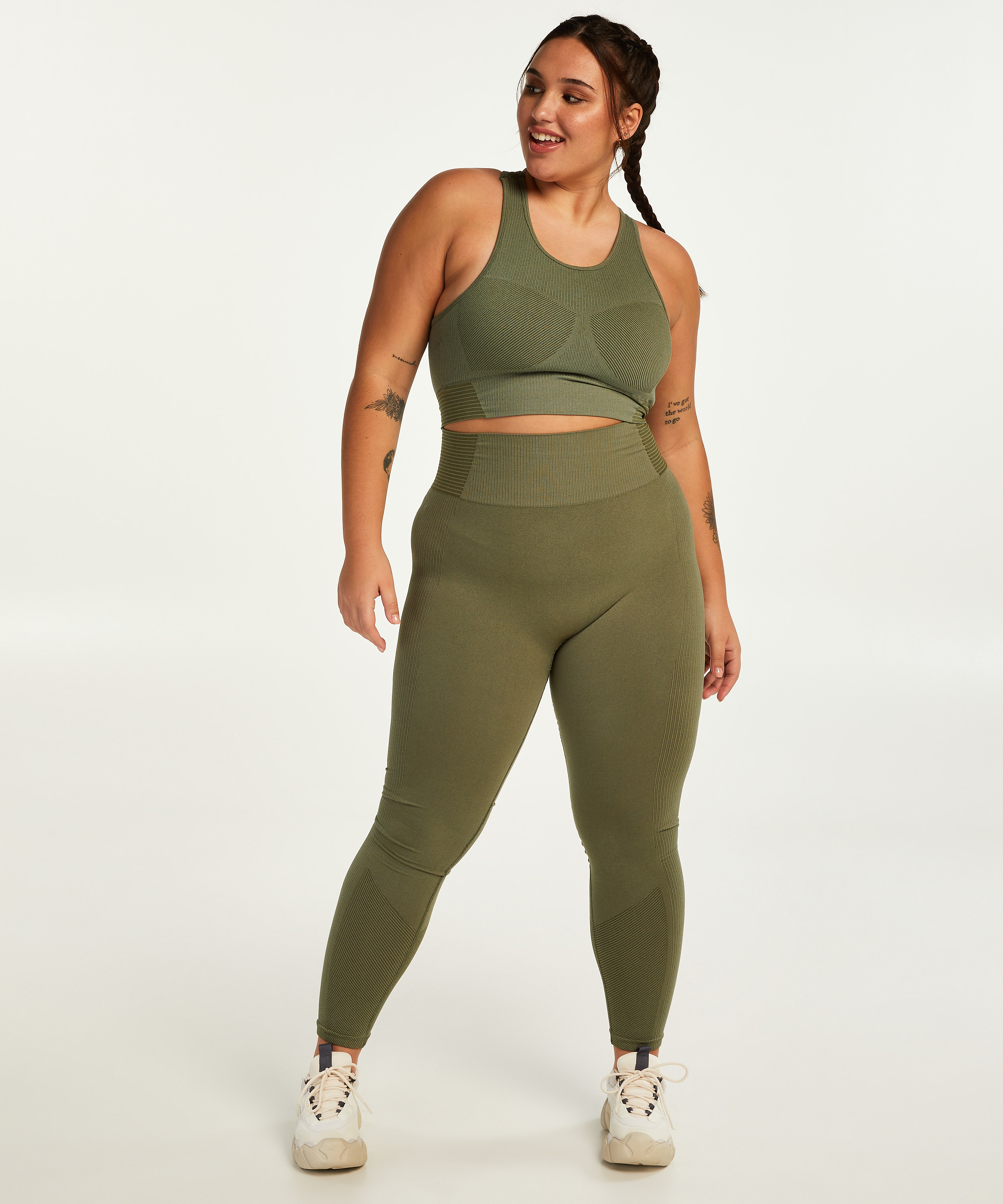 HKMX High Waisted Seamless Sports Legging, Green, main