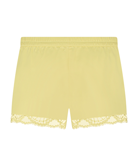 Satin pyjama shorts, Yellow