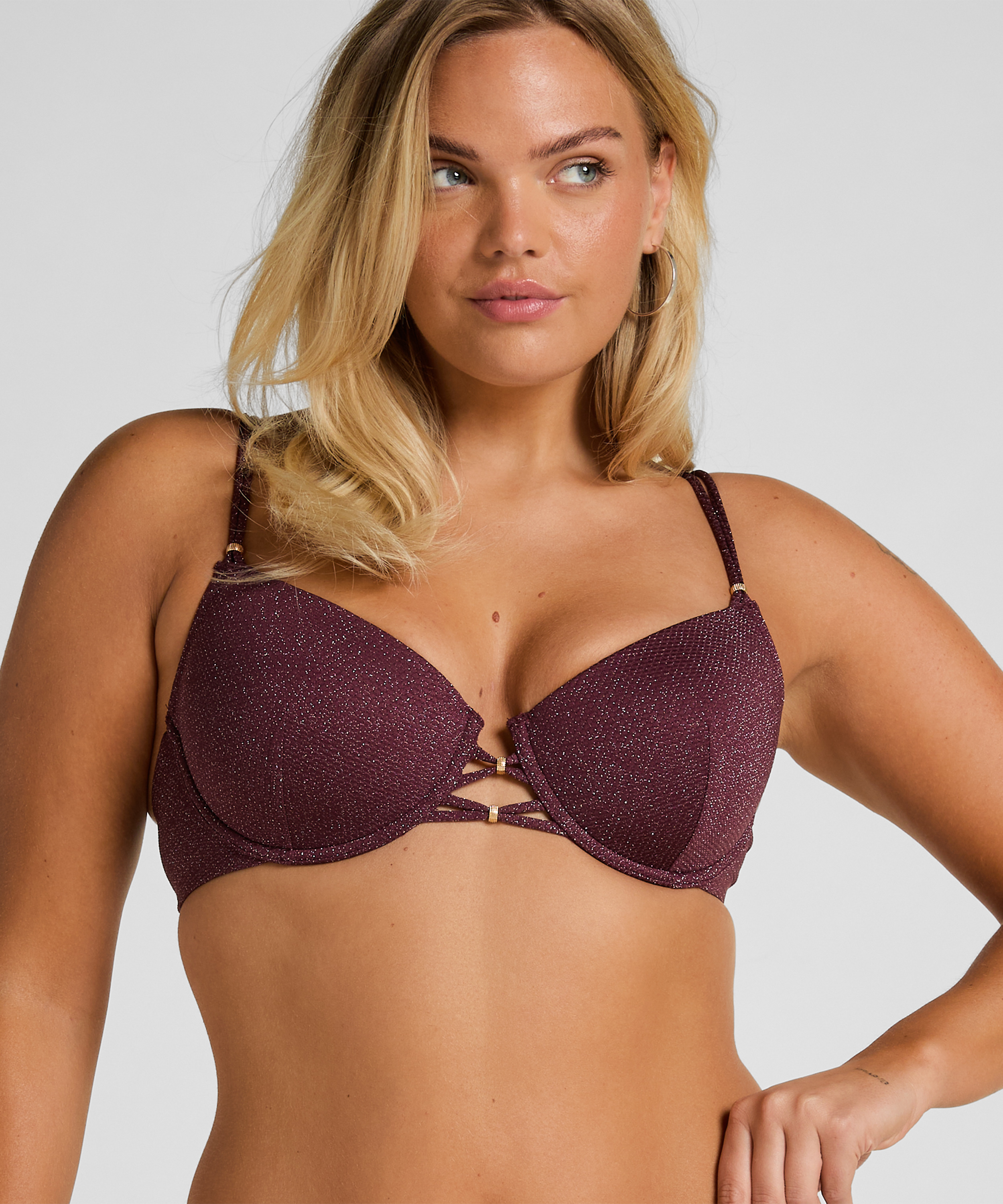 Panama Padded Underwired Bikini Top, Purple, main