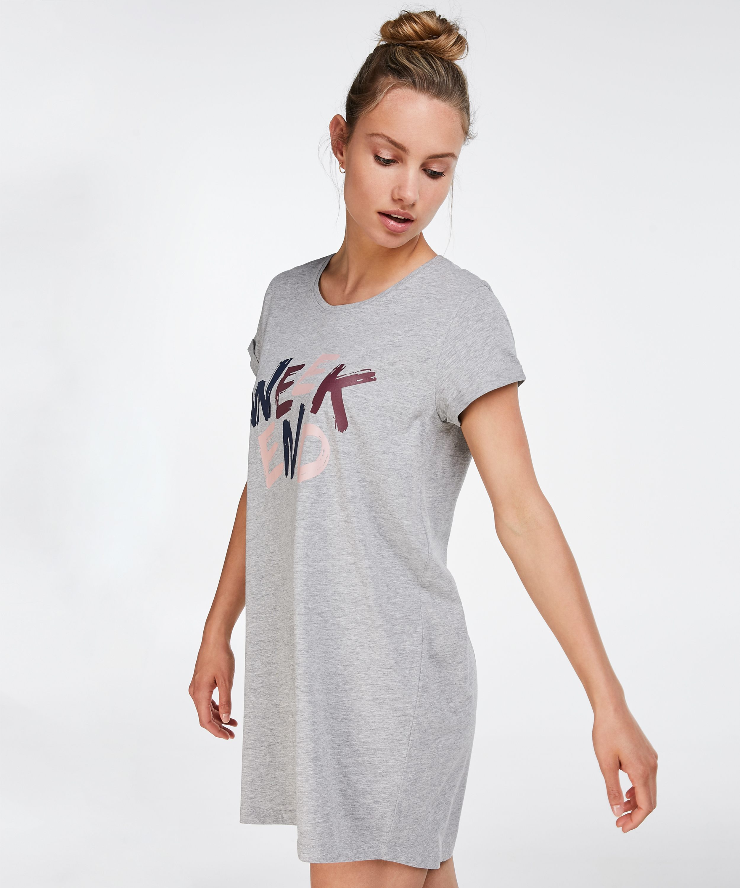 Round Neck Nightshirt, Gray, main