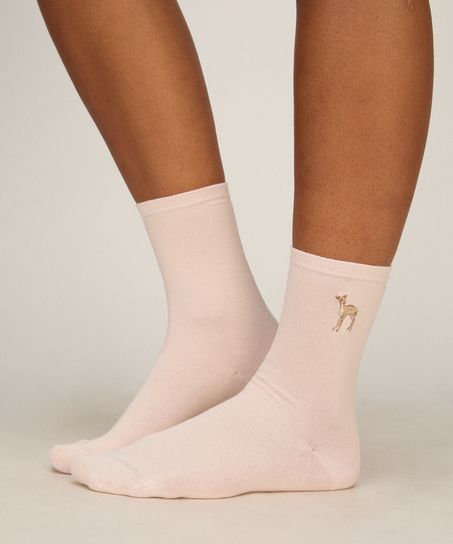 Socks 3 Pair Cotton, Pink