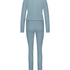 Waffle Placket Pyjama, Blue