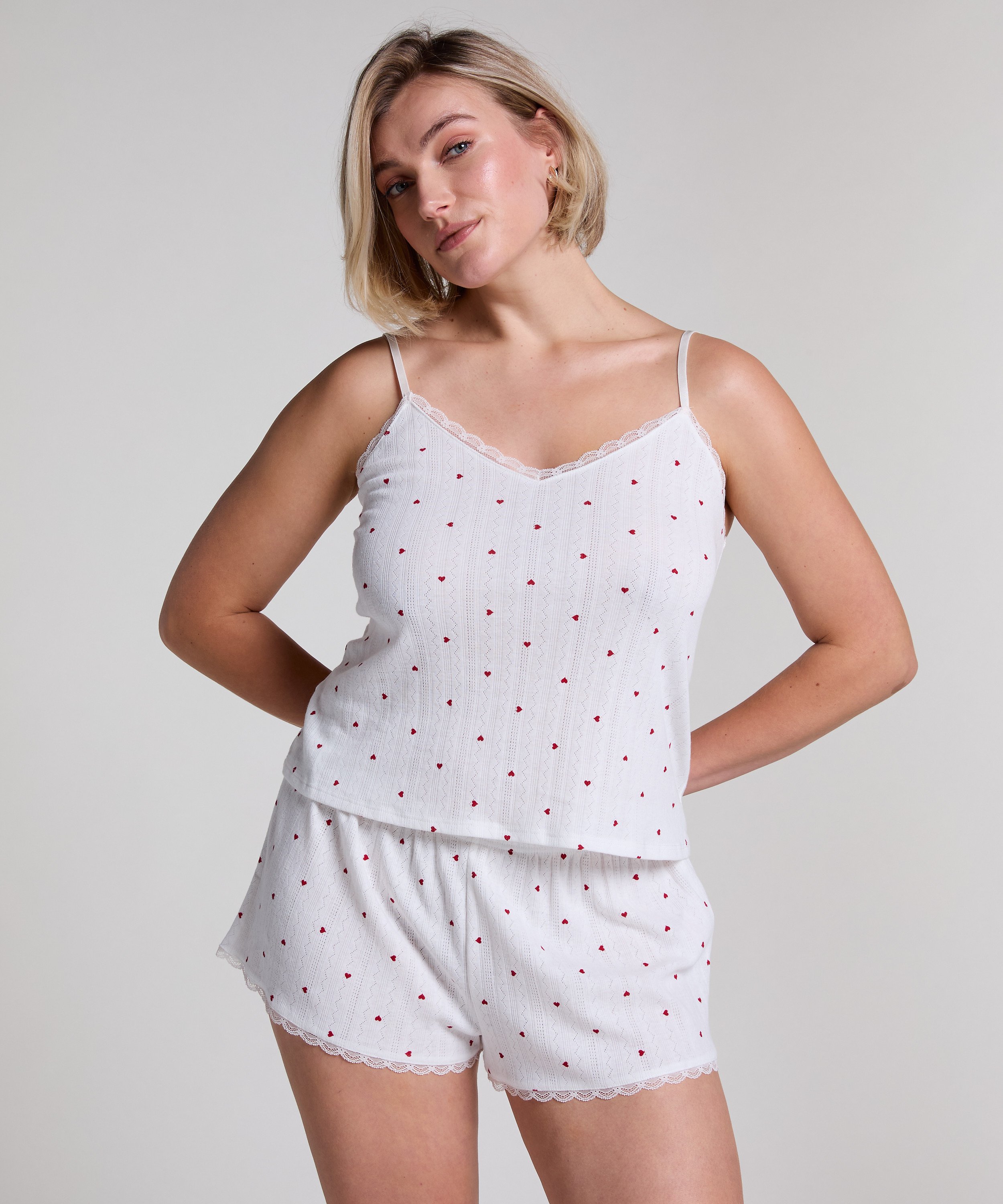 Cami lace top, White, main