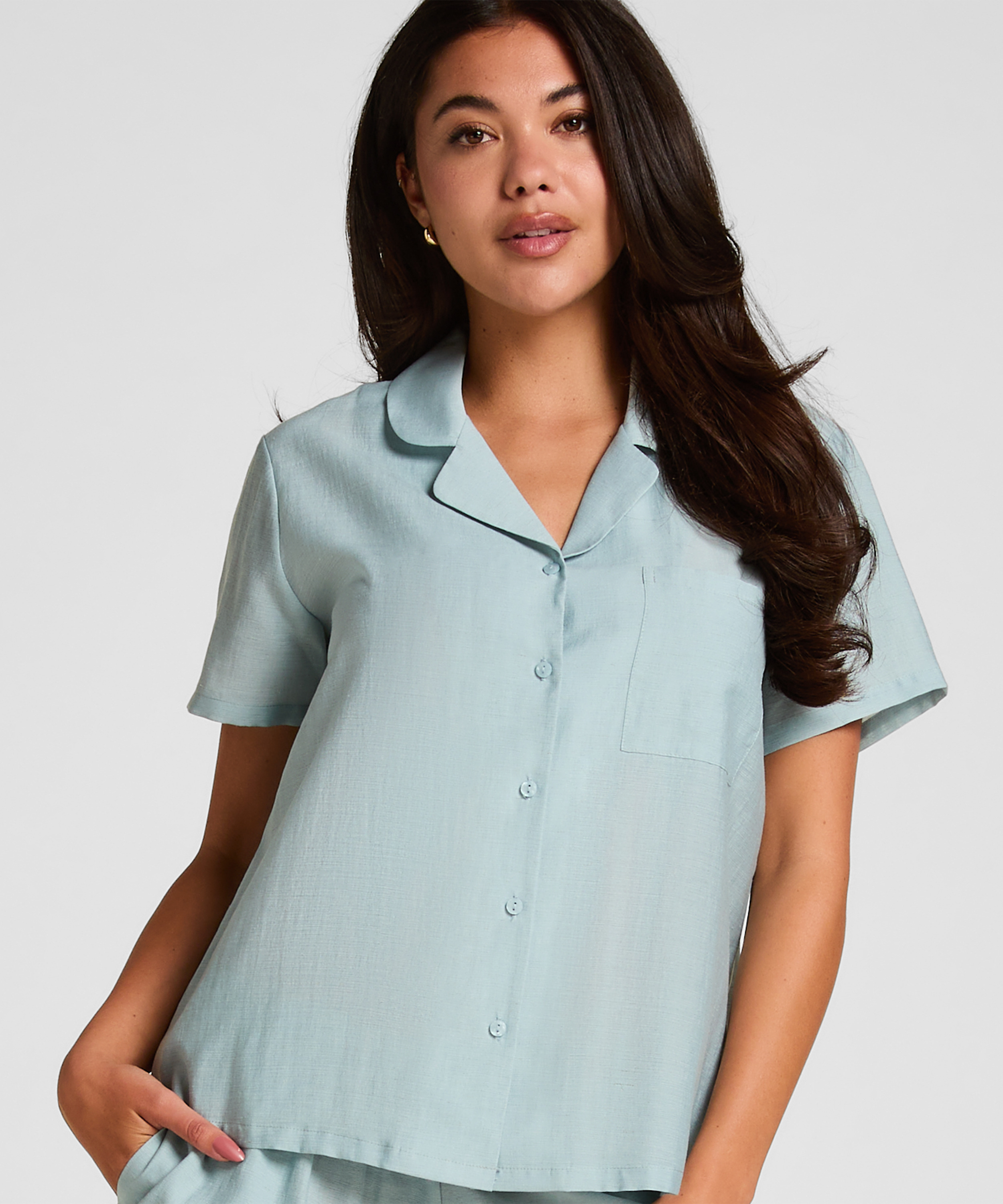 Pyjama Jacket Crinkled, Blue, main
